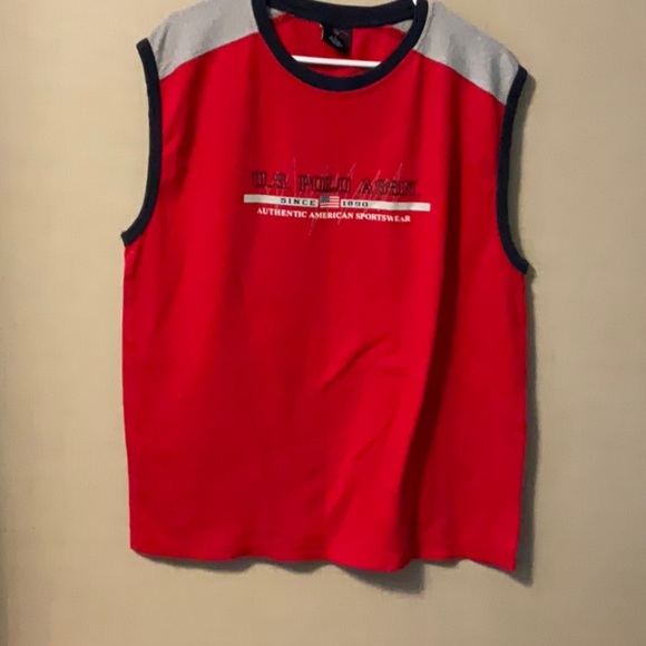 U.S. Polo Assn. Red and Gray Color-Block Tank Top - Picture 1 of 6
